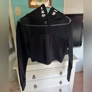 Women's size medium half mesh black cut off hoodie